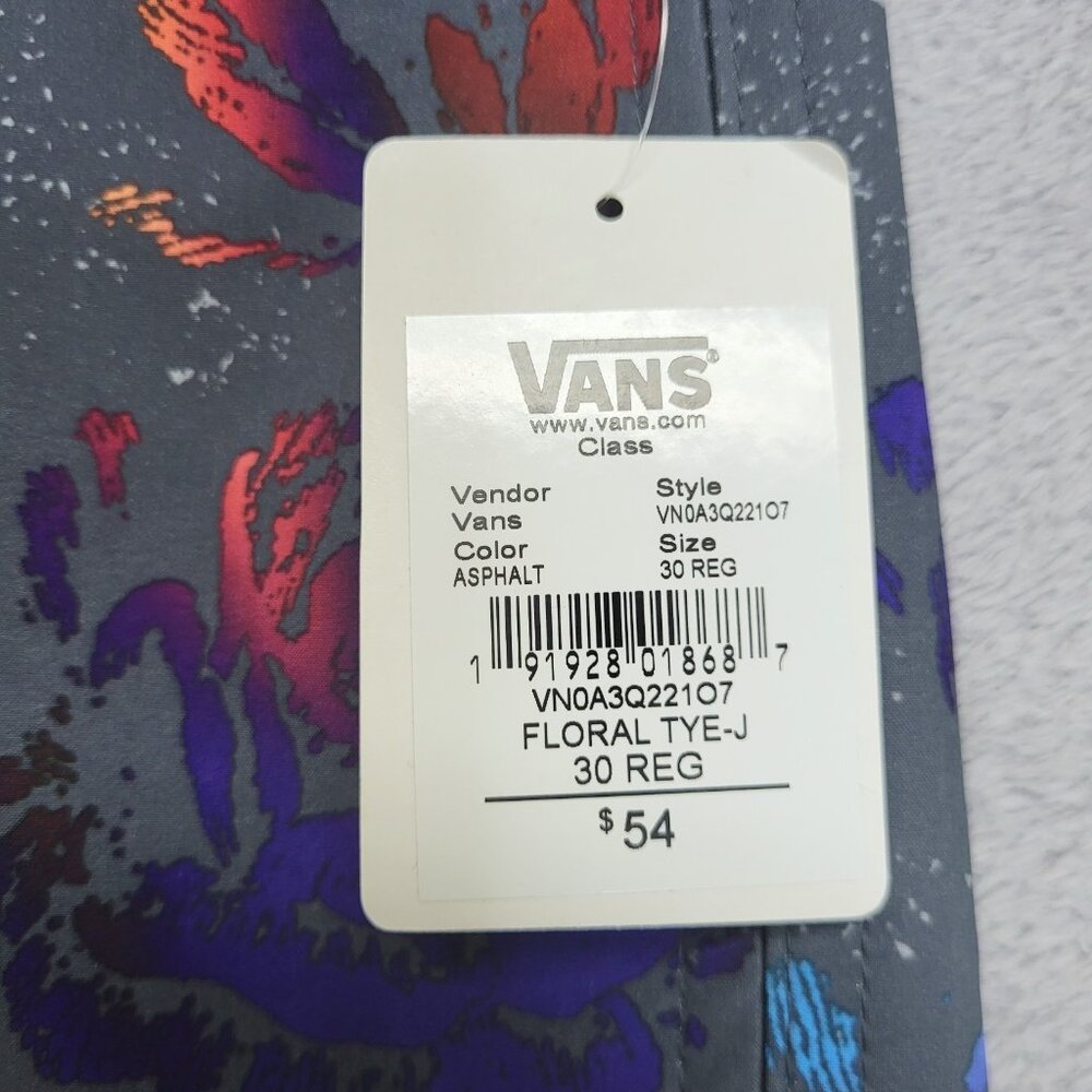 Vans Shorts Mens 30 Gray Floral Vanphibian Hybrid Board Swim Trunks Surf Beach - Picture 8 of 15